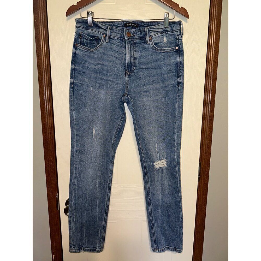 Anthropologie Dear John Valley Blue Mid-Rise Skinny Distressed‎ Jeans  Size 29